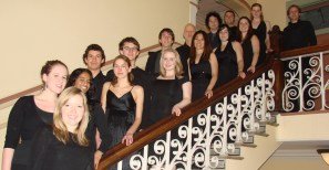 Cantores Choir on staircase